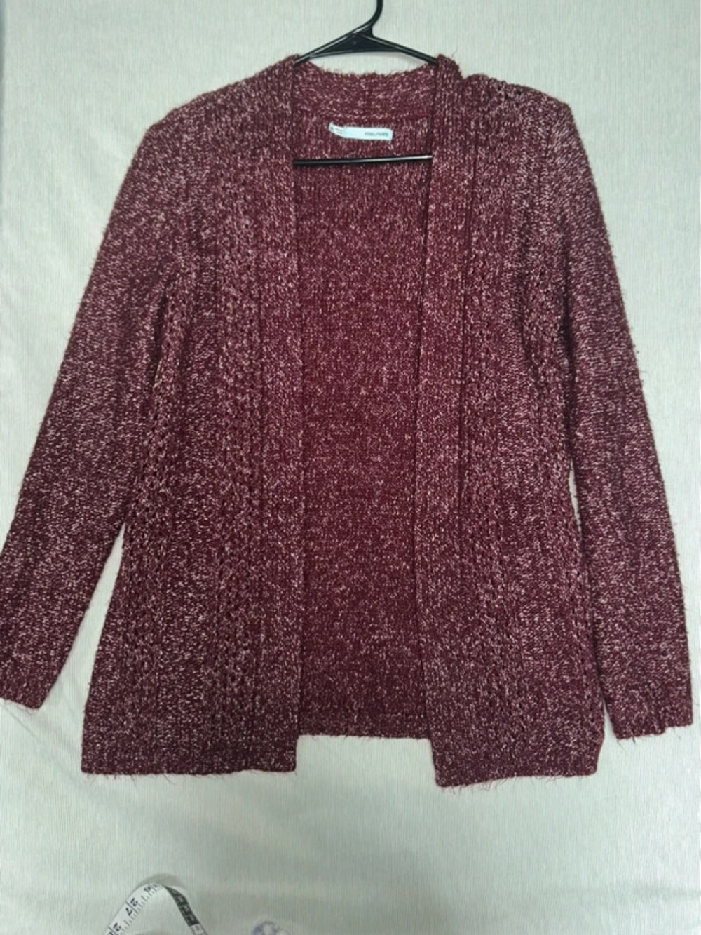 Maurices Open-Front Maroon Knit Cardigan